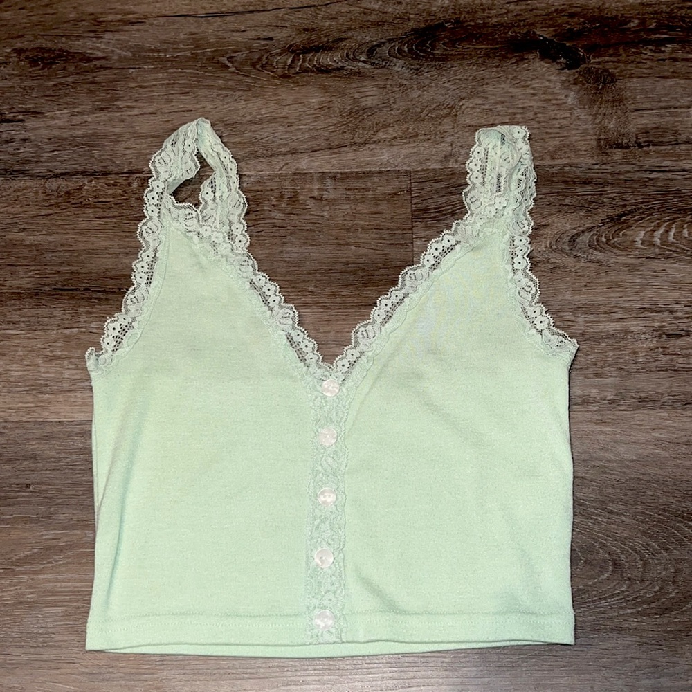 Mint green lace tank top